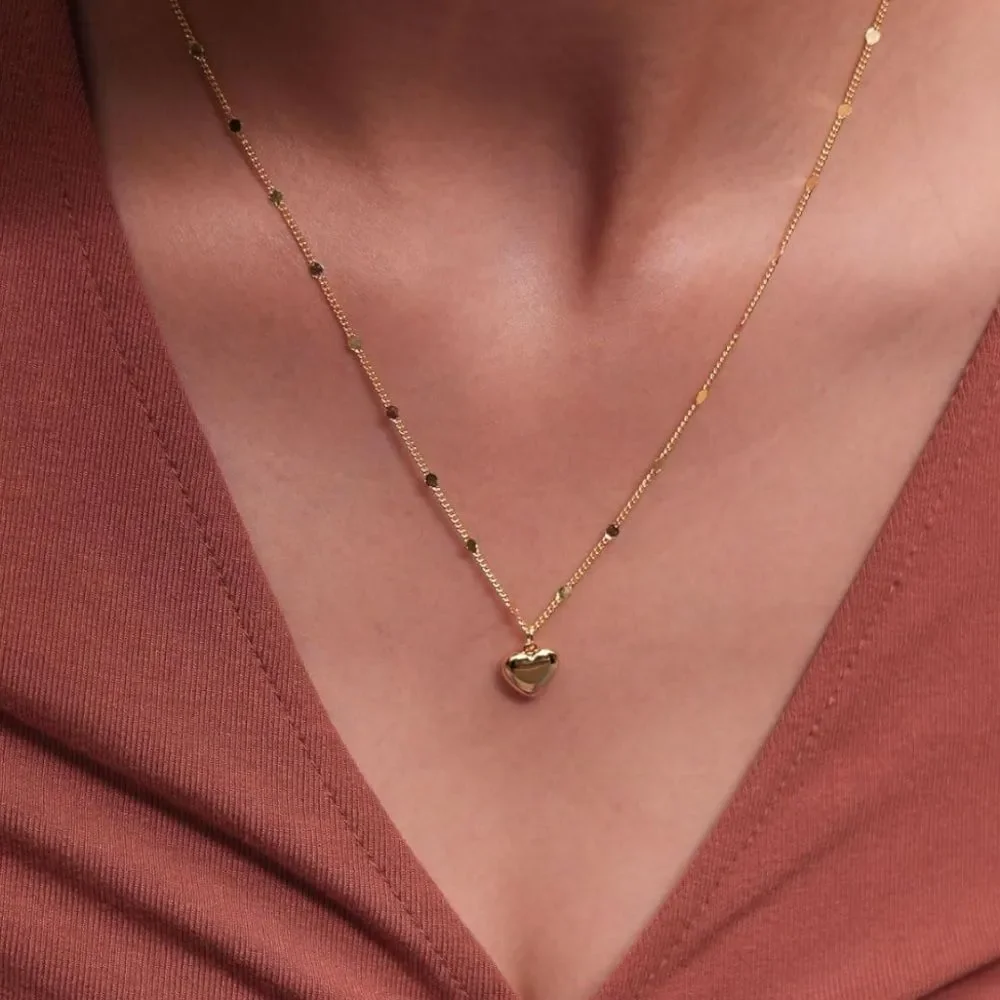 NEW 14K Gold Plated Gold Heart Pendant Necklace